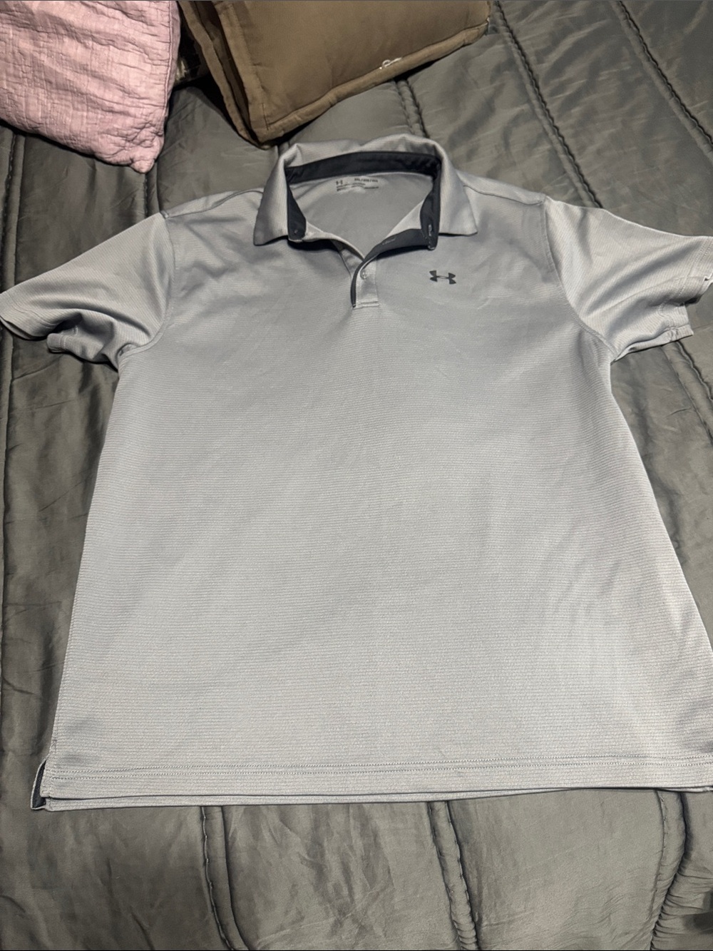 Under Armour Light Gray Polo with Dark Gray Collar